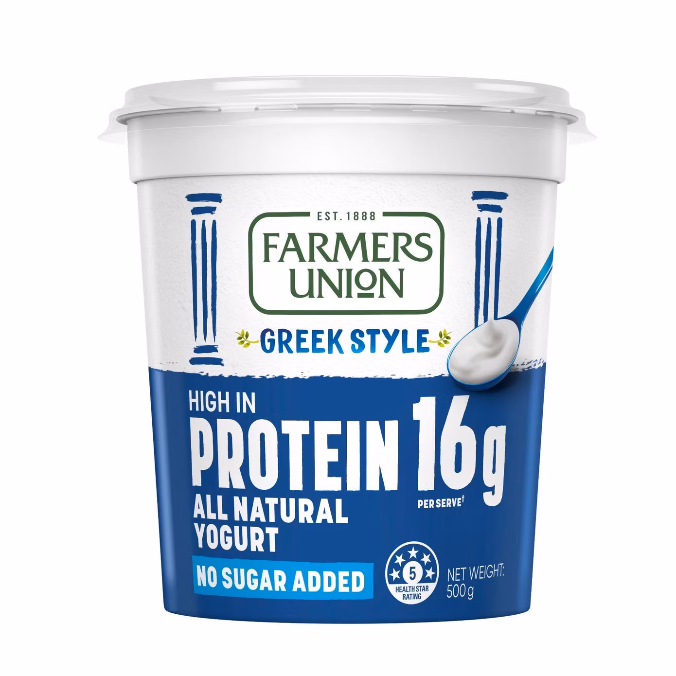 Greek Style High Protein Natural là dòng sản phẩm nổi bật về giá trị dinh dưỡng của Farmers Union với khoảng 16,6g protein trong mỗi khẩu phần 200g