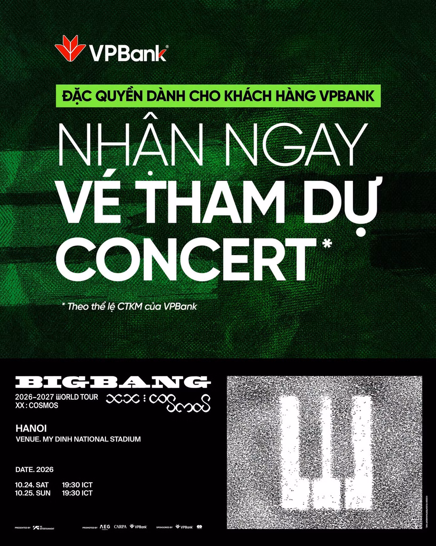 VPBank dành tặng vé cho khách hàng sử dụng dịch vụ tài chính của ngân hàng, đồng thời thỏa mãn các điều kiện chương trình.