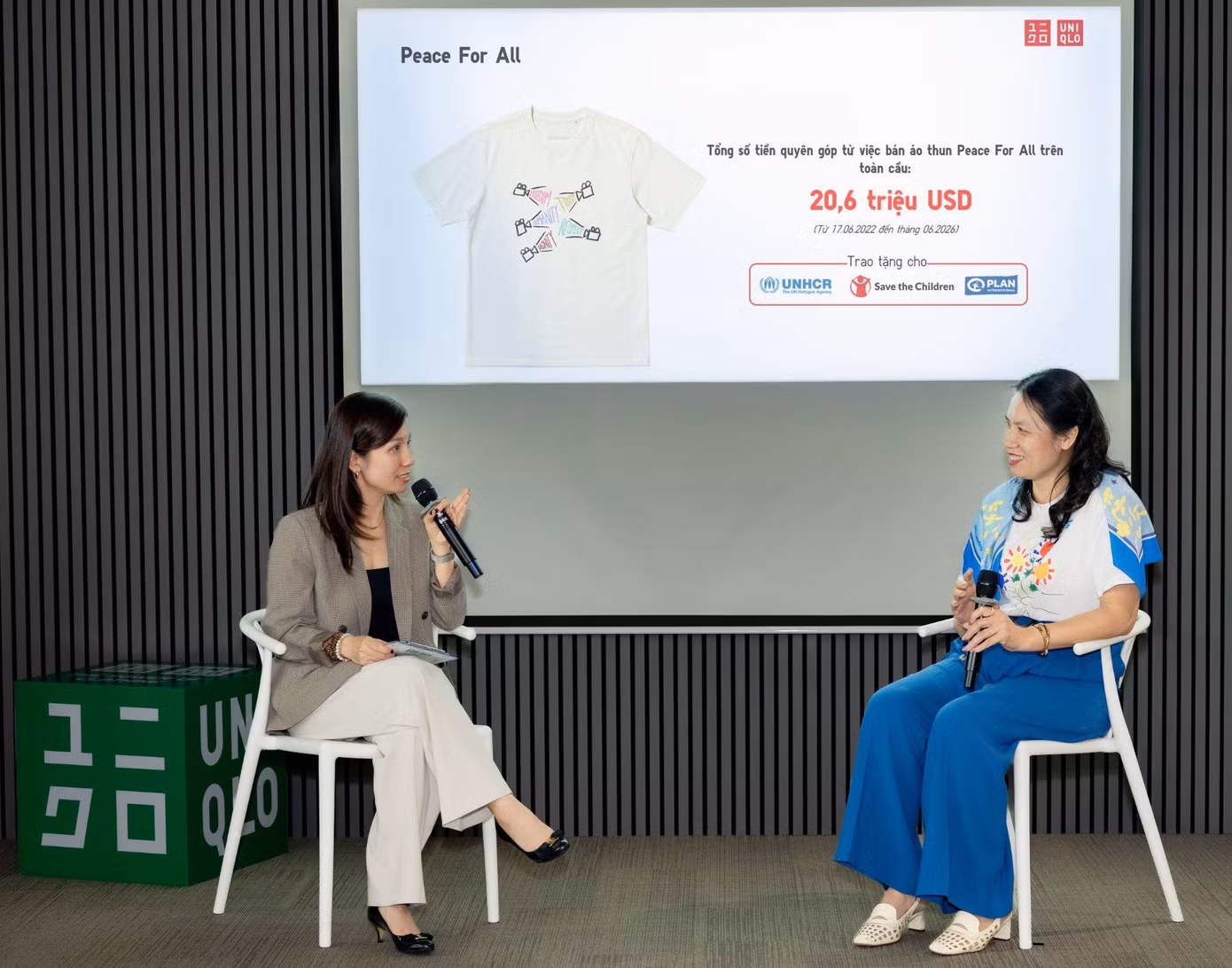 Đại diện UNIQLO Việt Nam và Plan International Việt Nam chia sẻ về dự án PEACE FOR ALL.