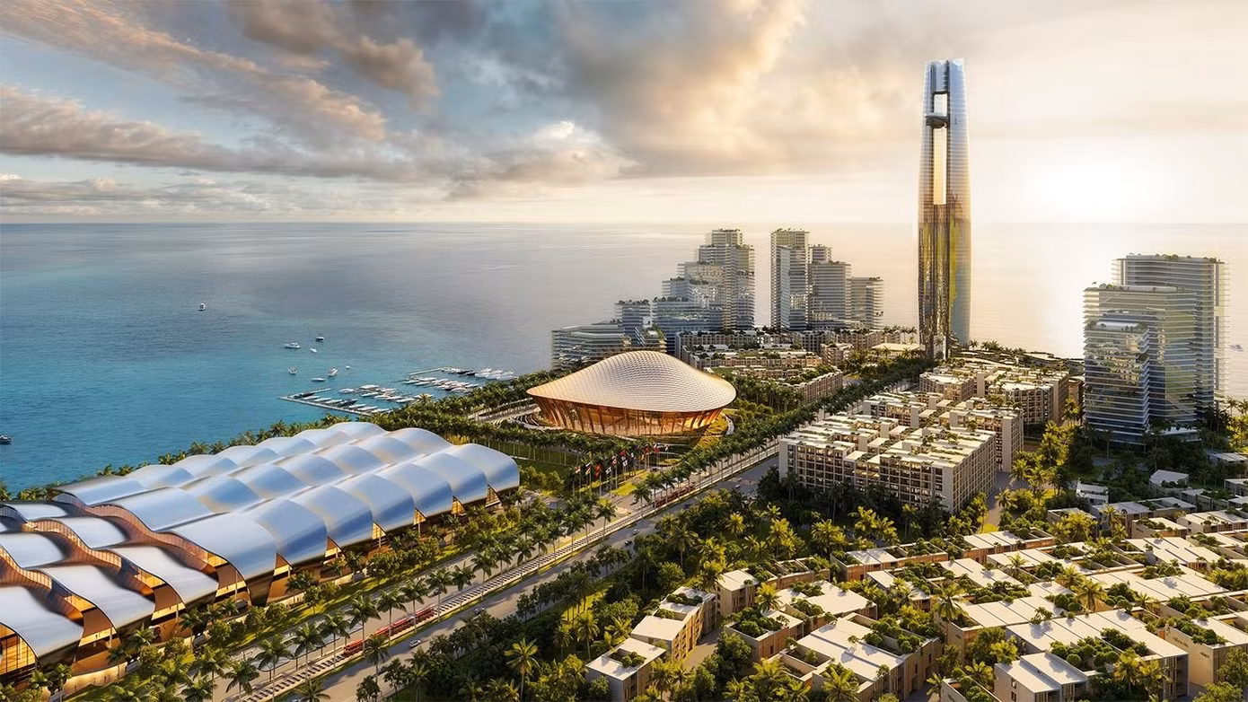 Phối cảnh Trung Tâm hội nghị và Triển lãm cùng Nhà hát đa năng APEC Phú Quốc. Ảnh: Sun Group
