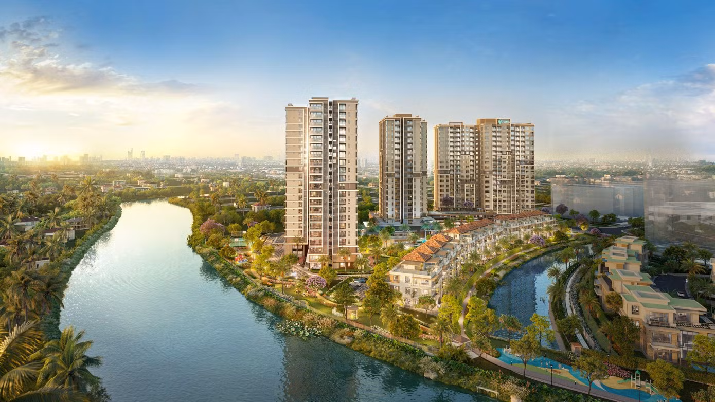 Tháp Trellia Vista kề cận kênh tự nhiên với hai mặt hướng thủy, mang đến tầm nhìn khoáng đạt.