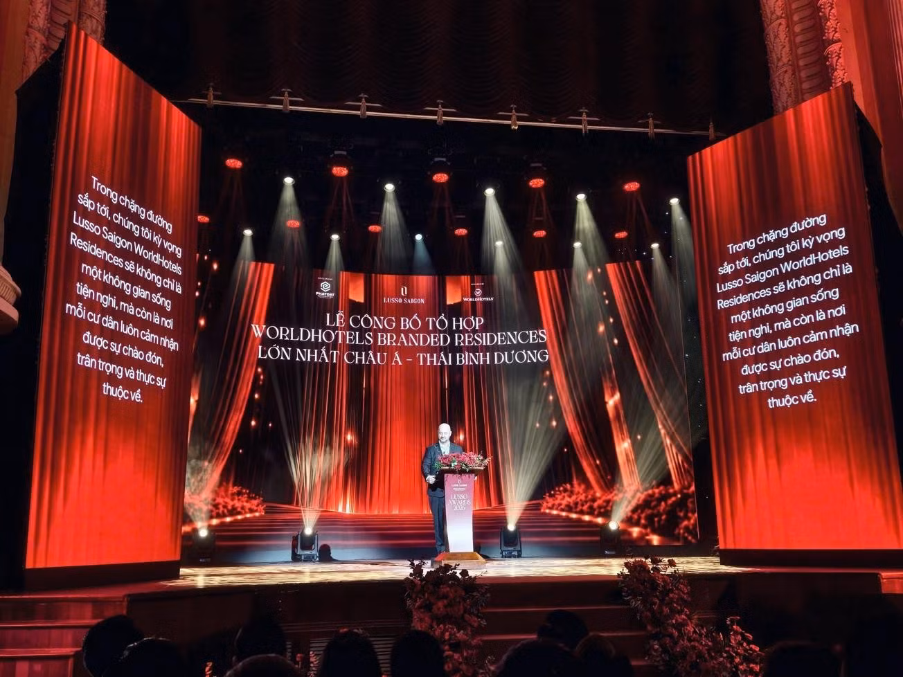 Ông Fraser McKenzie, Giám Đốc Quản lý &amp; Vận hành - BWH Hotels khu vực Châu Á phát biểu công bố Lusso Saigon là tổ hợp WorldHotels Branded Residences lớn nhất Châu Á - Thái Bình Dương trong hệ thống WorldHotels. Ảnh: Ngọc Khánh.