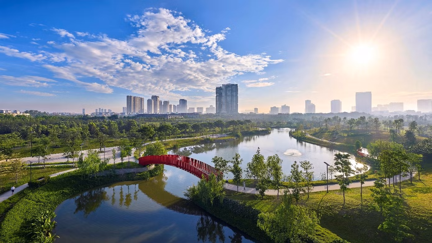 Công viên trung tâm và hồ cảnh quan tại ParkCity Hanoi. Ảnh: ParkCity Hanoi