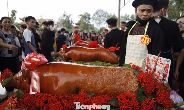 Con lợn quay đạt chất lượng khi chín có da màu vàng cánh gián óng mượt, da giòn, thịt mềm và thơm.