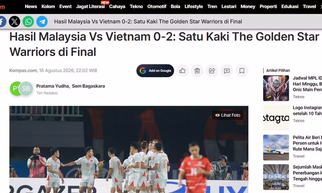 Truyền thông Thái Lan và Indonesia ngả mũ trước Việt Nam 
