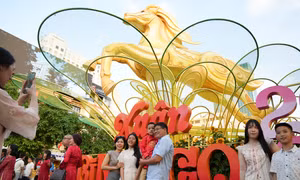 Người dân đổ về đường hoa Nguyễn Huệ chờ xem pháo hoa giao thừa