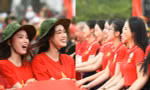 Đỗ Thị Hà, Ngọc Thảo cùng Top 41 Hoa hậu Việt Nam 2024 rạng rỡ bên lá cờ Tổ quốc