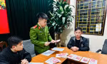 Đối tượng Thiêm tại cơ quan công an. 
