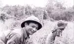 Nhà báo Đình Na sau những lần đưa tin ảnh chiến trường, trở về chiến khu để tăng gia sản xuất tự túc lương thực. Ảnh: Tuấn Hải (TTXVN)