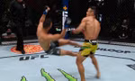 Cú đấm cực mạnh của Silva de Andrade đã khiến Gaetano Pirrello hổng cả 2 chân khỏi sàn đấu.