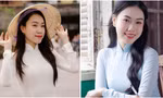 Nữ sinh Ngoại thương tặng hoa cho Thủ tướng New Zealand duyên dáng trong tà áo dài