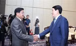 Chủ tịch nước Lương Cường tiếp Tổng Bí thư, Chủ tịch nước Lào Thongloun Sisoulith tại Hà Tĩnh ngày 28/4. Ảnh: TTXVN