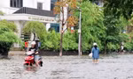 Đường Ngô Văn Cảnh (thành phố Bắc Giang) cũng chìm trong biển nước. Ảnh: Nguyễn Thắng