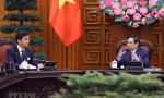 Thủ tướng Phạm Minh Chính tiếp Bộ trưởng Quốc phòng Nhật Bản Kishi Nobuo. (Ảnh: Dương Giang/TTXVN) 