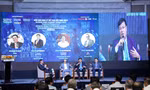 Các đại biểu thảo luận tại Diễn đàn kinh tế thể thao Việt Nam 2023 sáng 3/6. (ảnh Chi Chi)