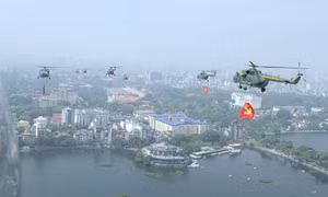 Cánh bay trực thăng dệt trang sử vàng