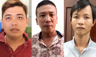 Nghi phạm Huy, Nguyên, Khanh tại cơ quan công an. Ảnh: C.A
