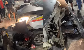 Taxi bất ngờ tông nhiều phương tiện đang dừng đèn đỏ