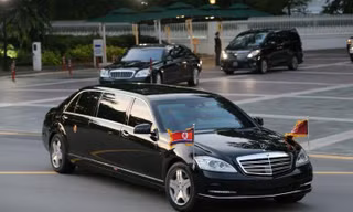 Chiếc xe Mercedes-Benz S600 Pullman Guard vẫn được ông Kim Jong-un mang sang Hà Nội lần này. Ảnh: Business Insider