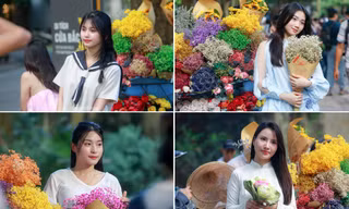 Chớm thu, con phố lãng mạn nhất Hà Nội lại cảnh '1 mét vuông 10 nàng thơ'