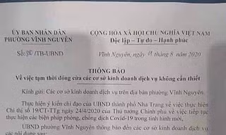 Nha Trang thu hồi thông báo đóng cửa kinh doanh vì dịch COVID-19 của phường