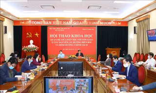 Quang cảnh Hội thảo tại điểm cầu Hà Nội. Ảnh: Văn Điệp/TTXVN