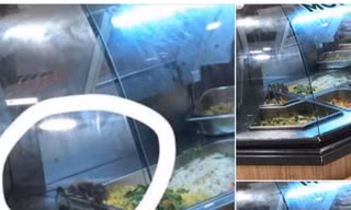 Chuột bò trên khay thức ăn tại khu ẩm thực của Aeon Tân Phú do khách hàng chụp được