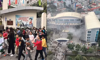 Hà Nội: Cháy tầng hầm trường Tiểu học Yên Hòa, học sinh được sơ tán kịp thời và an toàn