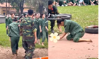 Clip nữ sinh "lăn xả" khi học quân sự gây sốt, dân mạng nể phục tinh thần quyết tâm