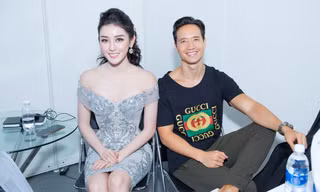 Á hậu Huyền My khoe vai trần quyến rũ bên diễn viên Kim Lý