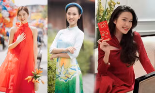 Dàn người đẹp Hoa hậu Việt Nam diện áo dài nền nã ngày đầu năm mới