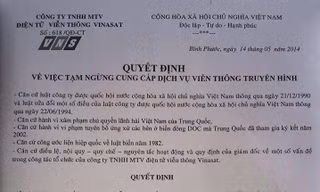 Bác tin 'Vinasat dừng cung cấp dịch vụ' cho DN Trung Quốc