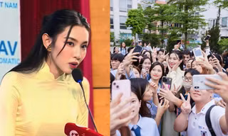 Thùy Tiên đại diện Thanh niên Việt Nam phát biểu tại buổi đối thoại với Tổng Thư ký ASEAN