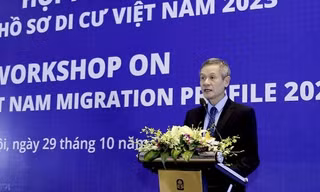 Trợ lý Bộ trưởng Bộ Ngoại giao Nguyễn Minh Vũ phát biểu tại hội thảo. (Ảnh: Baoquocte)