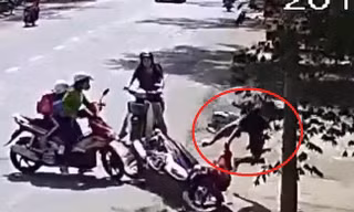 Ngã sấp mặt trên đường chạy trốn, tên cướp giật vẫn tẩu thoát