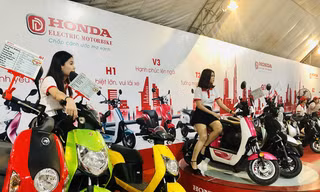 Một số mẫu xe tại 'Lễ ra mắt và chạy thử xe máy điện Honda chính hãng' ở TPHCM vừa qua. Ảnh: Tuổi Trẻ