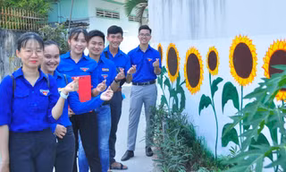 Bức tường hoa hướng dương dài 100m của các bạn trẻ Cần Thơ 