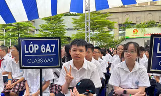 Học sinh lớp 6 Trường THCS Cầu Giấy, một trong những trường chất lượng cao của TP Hà Nội 