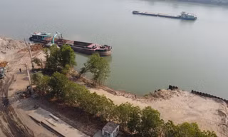 Chủ tịch Hà Nội yêu cầu xử lý nghiêm 3 bãi cát không phép ‘tung hoành’ dọc sông Đuống