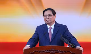 Thủ tướng Phạm Minh Chính tới dự Lễ kỷ niệm Ngày Doanh nhân Việt Nam và tôn vinh Doanh nhân Việt Nam tiêu biểu 2022 Ảnh: Đoàn Bắc 