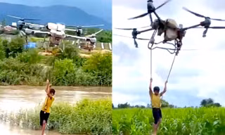 Sự nhanh trí, quyết đoán của chàng trai cứu nhóm trẻ bằng máy bay không người lái