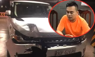 Lê Đình Tùng và chiếc xe gây tai nạn.