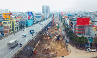 Cận cảnh đại công trường cầu Vĩnh Tuy 2 'nghìn tỷ' vượt sông Hồng