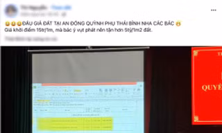 Trả 5 tỷ đồng/m2 đất tại Thái Bình, người trúng đấu giá nói bị nhầm