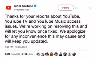  YouTube xin lỗi người dùng vì lỗi không thể truy cập
