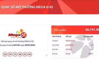 Vietlott 'nổ' giải gần 57 tỷ đồng tối nay