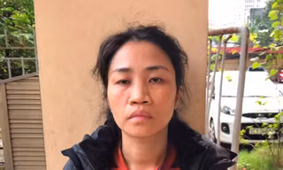 Bà Vũ Thị Thu Vân tại trụ sở công an. Ảnh: Công an cung cấp.