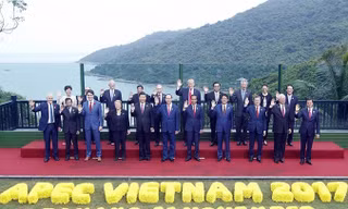 Chủ tịch nước Trần Đại Quang và các trưởng đoàn dự Hội nghị cấp cao APEC lần thứ 25 tại Đà Nẵng hồi tháng 11/2017. Ảnh: TTXVN.