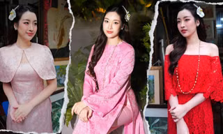 Hoa hậu Đỗ Mỹ Linh khoe nhan sắc ngày càng mặn mà với loạt áo dài cách điệu đón Tết