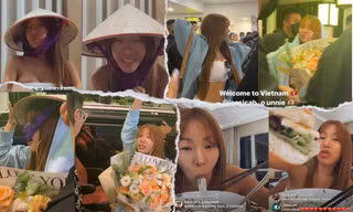 "Chị đại" Jessi đội nón lá livestream, mukbang khen phở, bánh mỳ Việt hết lời